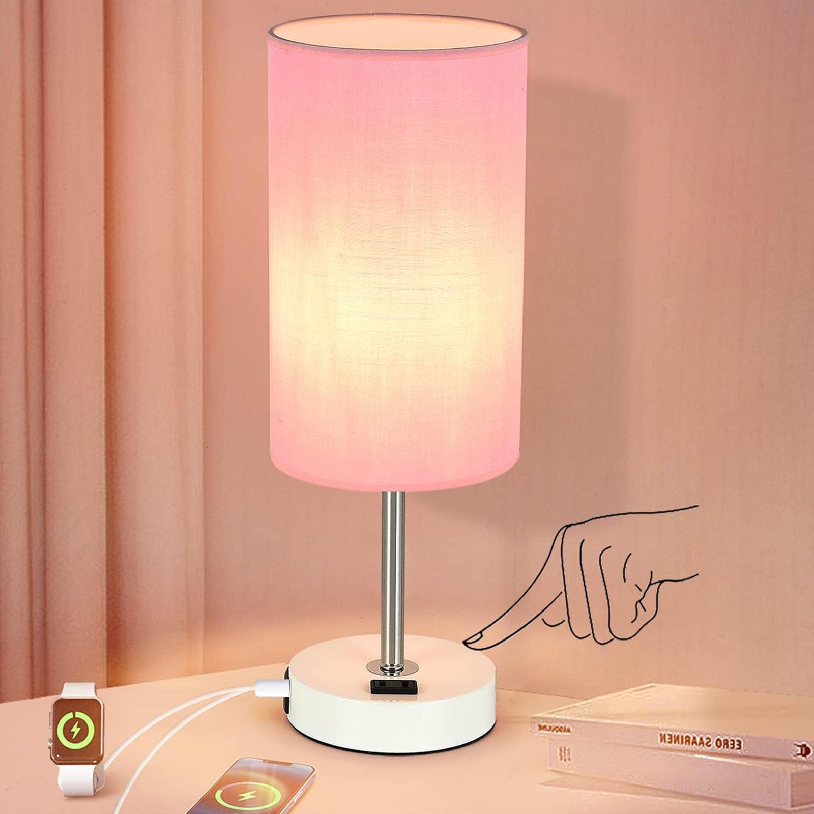 Gugsey table lamp with USB port keeps devices charged while you work.