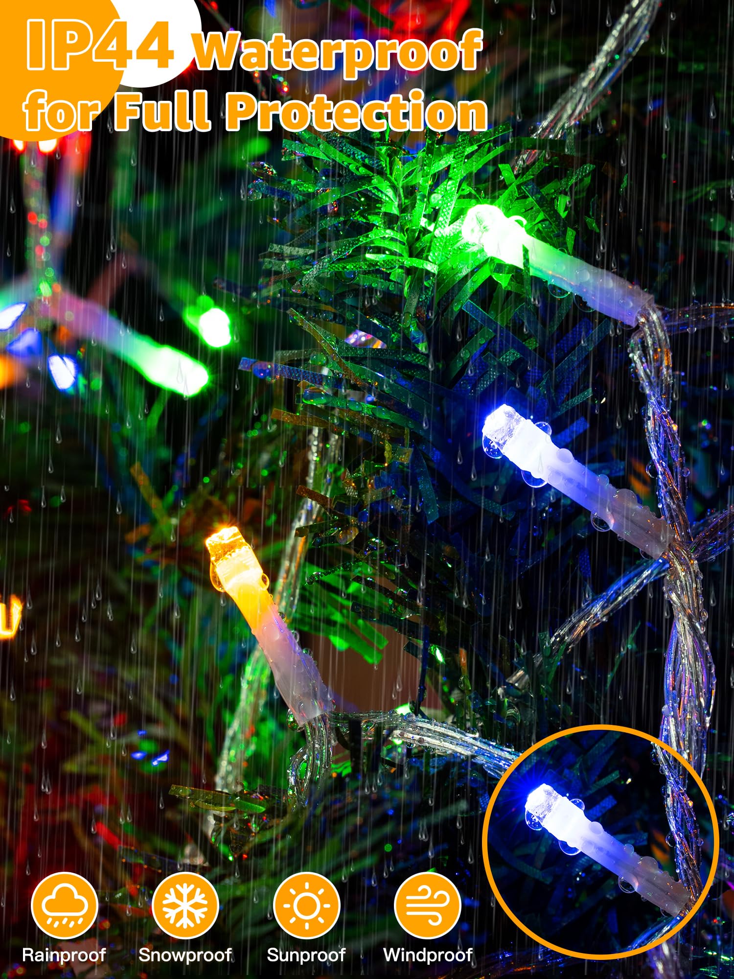 Guhope IP44 waterproof lights endure rain for year-round decor