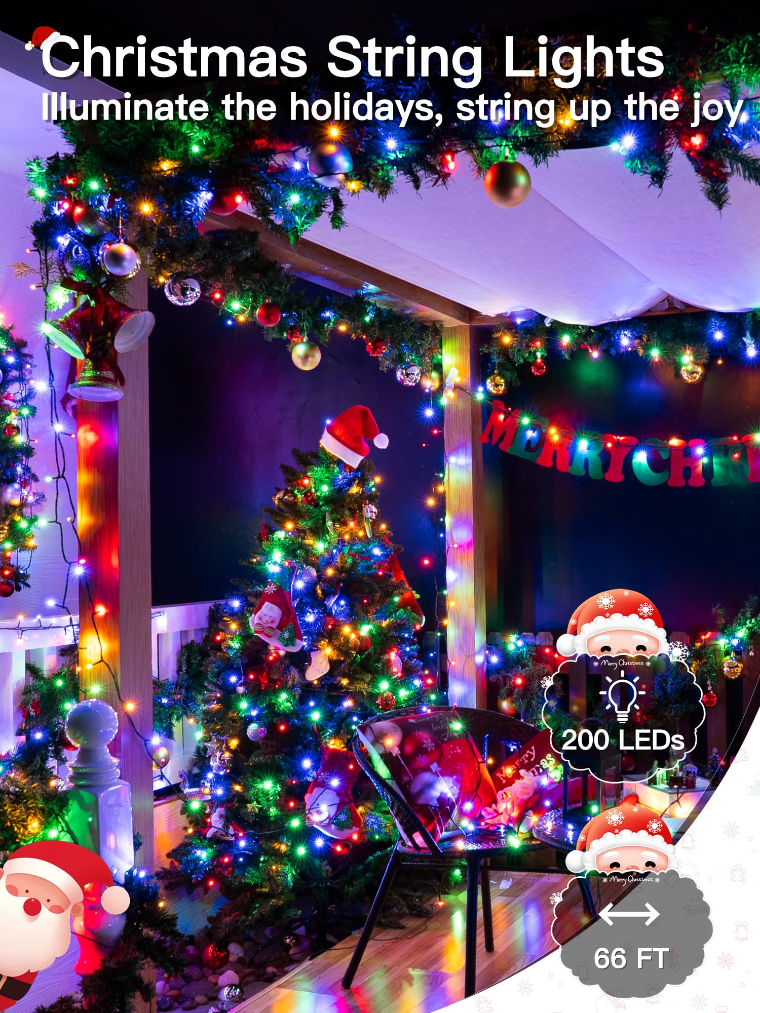Guhope outdoor multicolor lights illuminate gardens with festive hues.