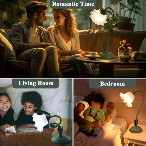 GUIGUZHJ Flower Table Lamp three-color temperatures offer cozy ambience.