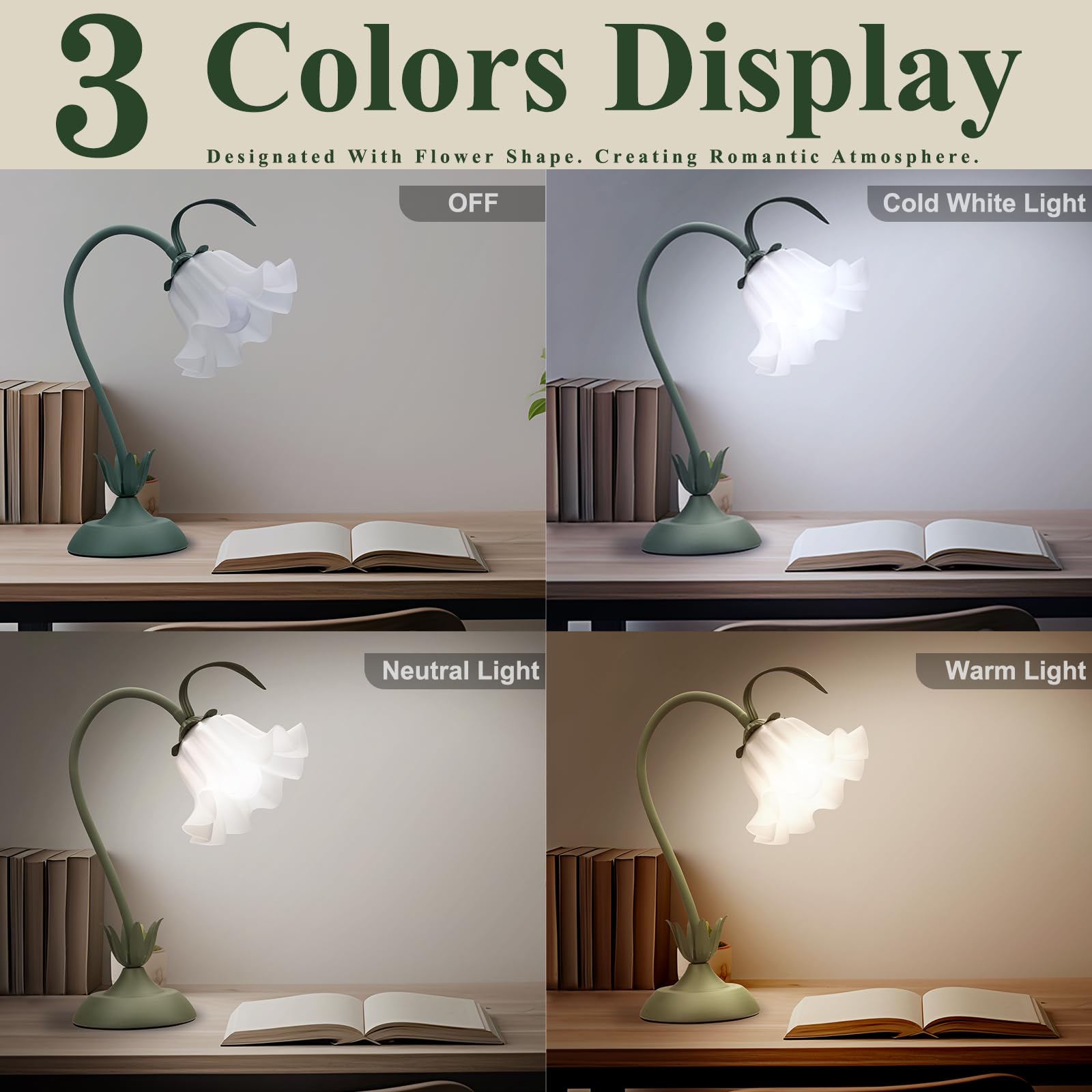 GUIGUZHJ Flower Table Lamp fits desks and nightstands with elegant decor.