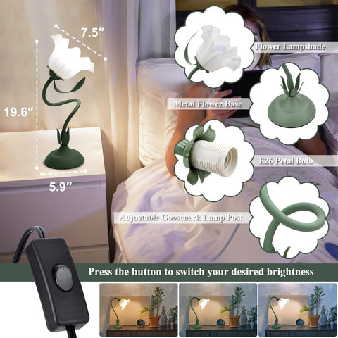 GUIGUZHJ Flower Table Lamp makes a romantic gift for Christmas, birthdays.