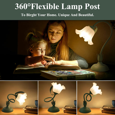 GUIGUZHJ Flower Table Lamp gooseneck enables flexible light direction for reading comfort.