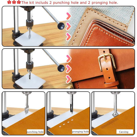 GUILOPOER leather hole puncher black finish detail emphasizing sleek look and durability.