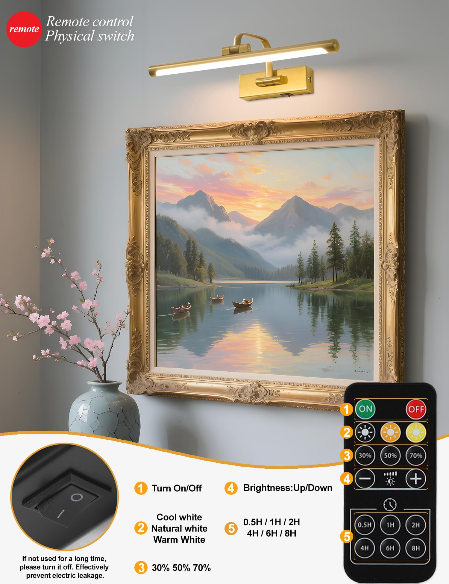 GUIMUIZ 180° swing arm adjusts distance for posters and mirrors