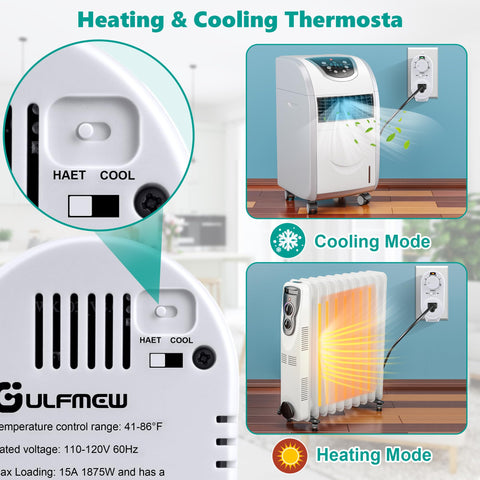 Gulfmew 3-prong thermostat plug fits standard sockets safely.