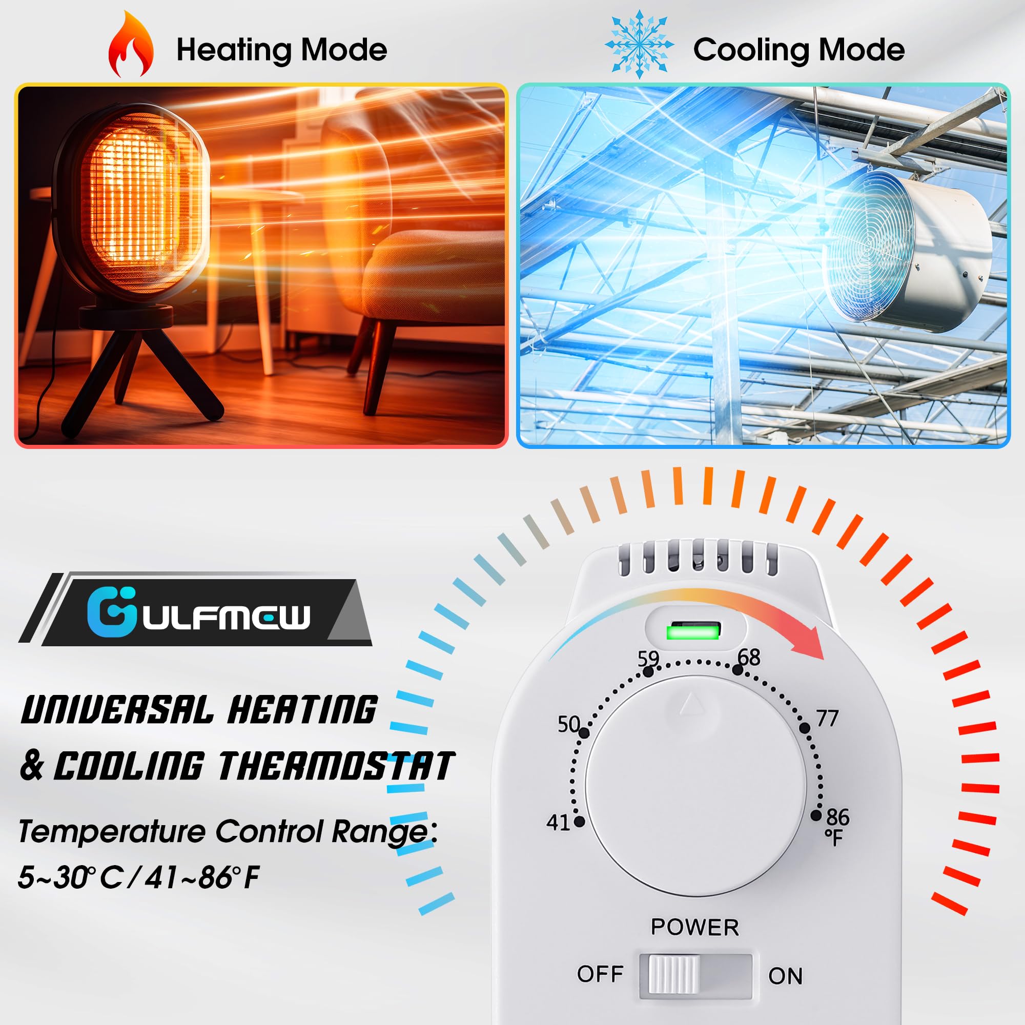 Gulfmew heat/cool mode button for seasonal climate management