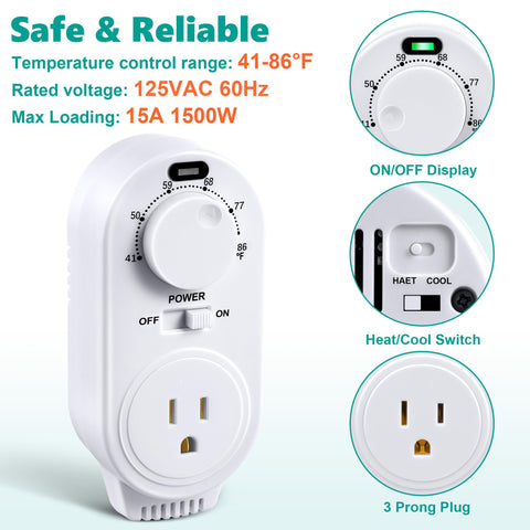 Gulfmew plug-in thermostat outlet enables quick climate adjustment.