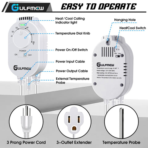 Gulfmew temperature probe cord showing flexible placement capability