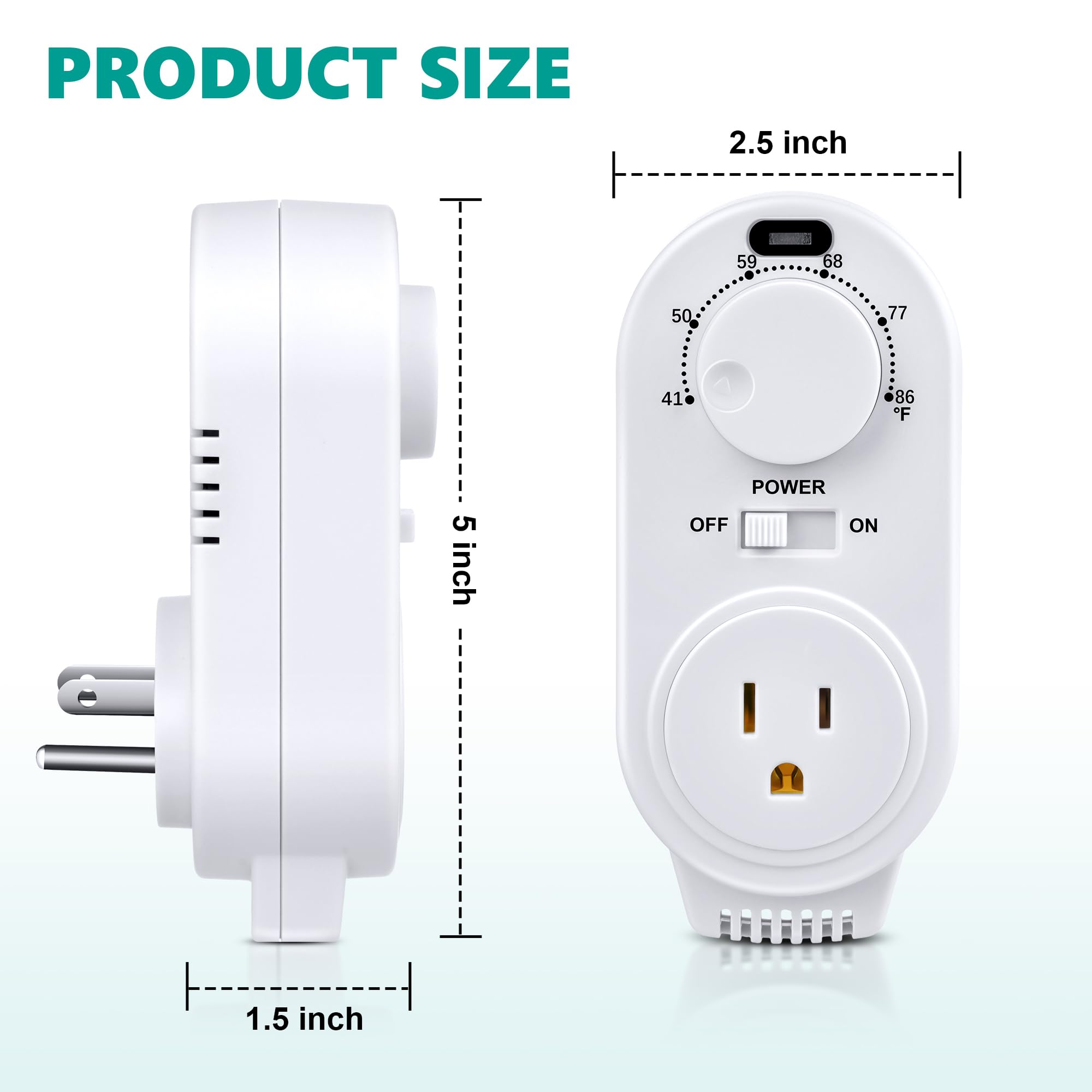 Gulfmew thermostat works with portable heaters and fans.