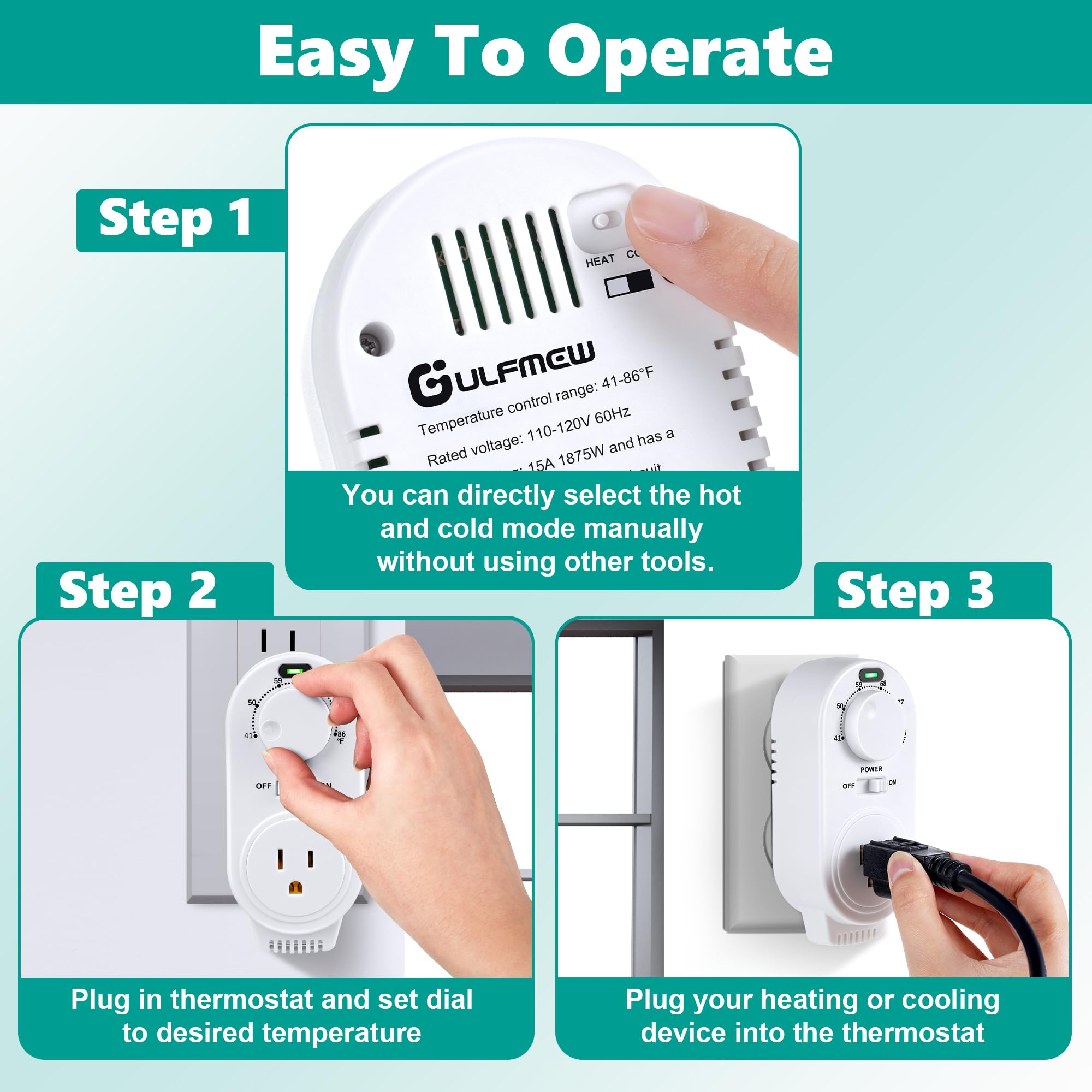 Gulfmew thermostat supports window AC for steady comfort.