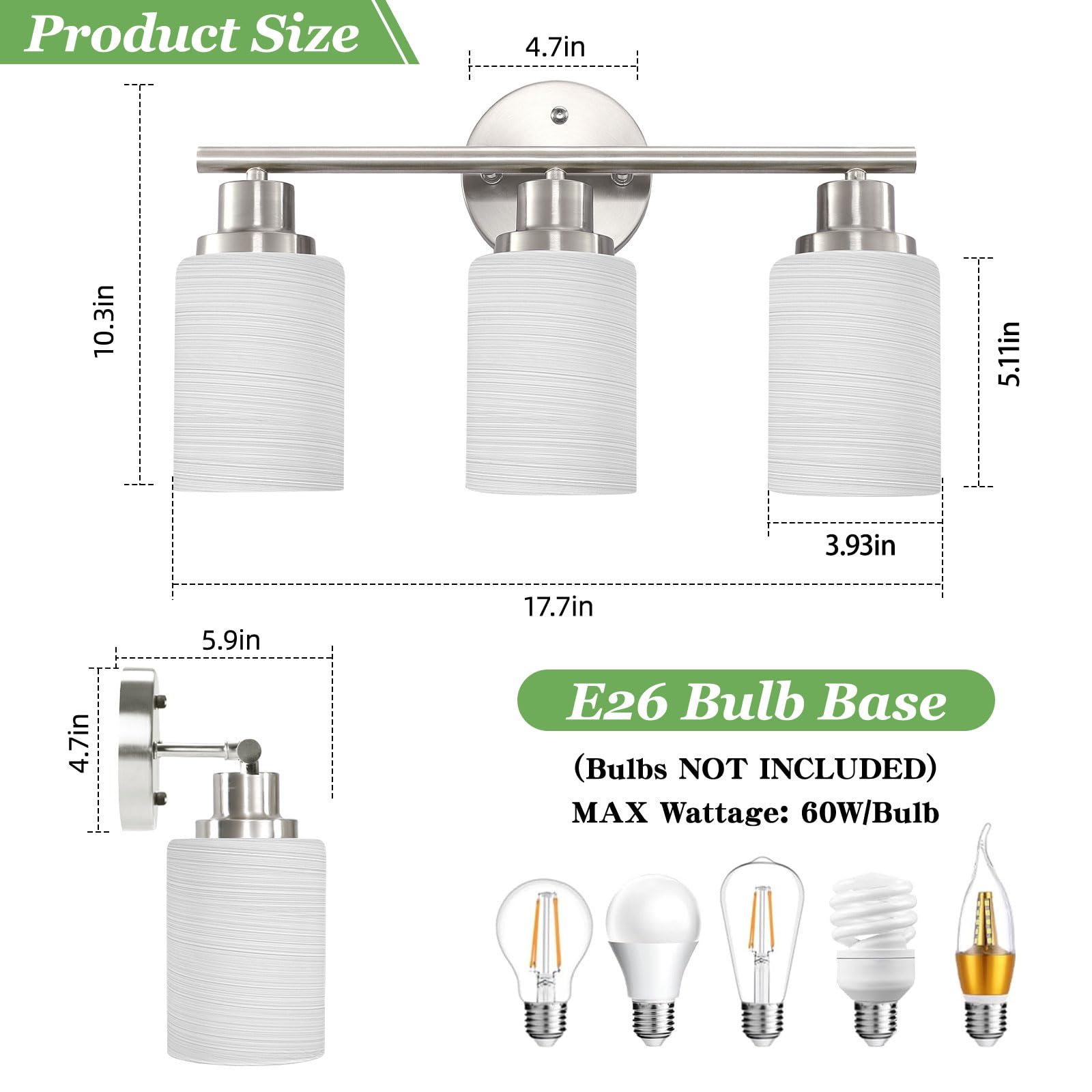 Guliaofo brushed nickel finish wall light adds durable style to any bathroom