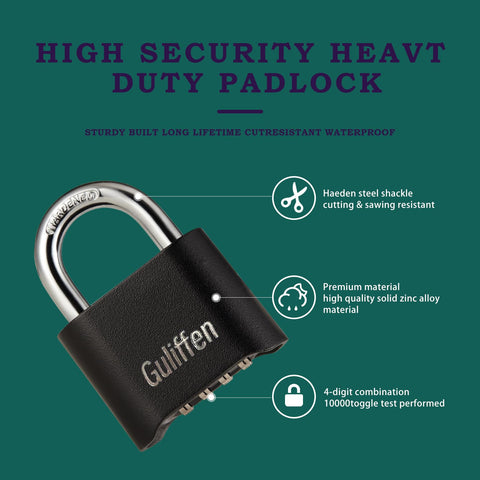 Guliffen 4-digit padlock ensuring quick, code-based outdoor access.