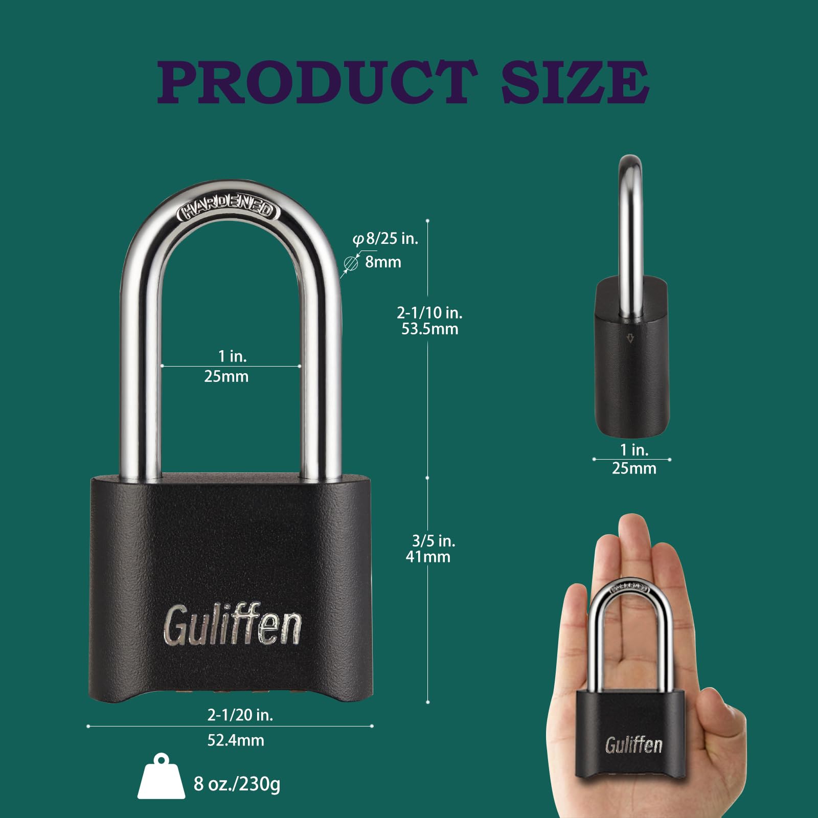 Guliffen long-shackle padlock ideal for gates and fences.