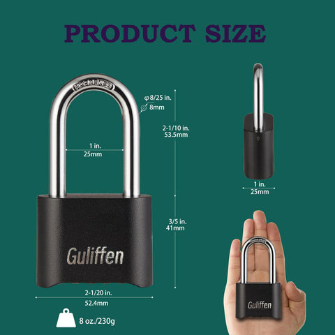 Guliffen long-shackle padlock ideal for gates and fences.
