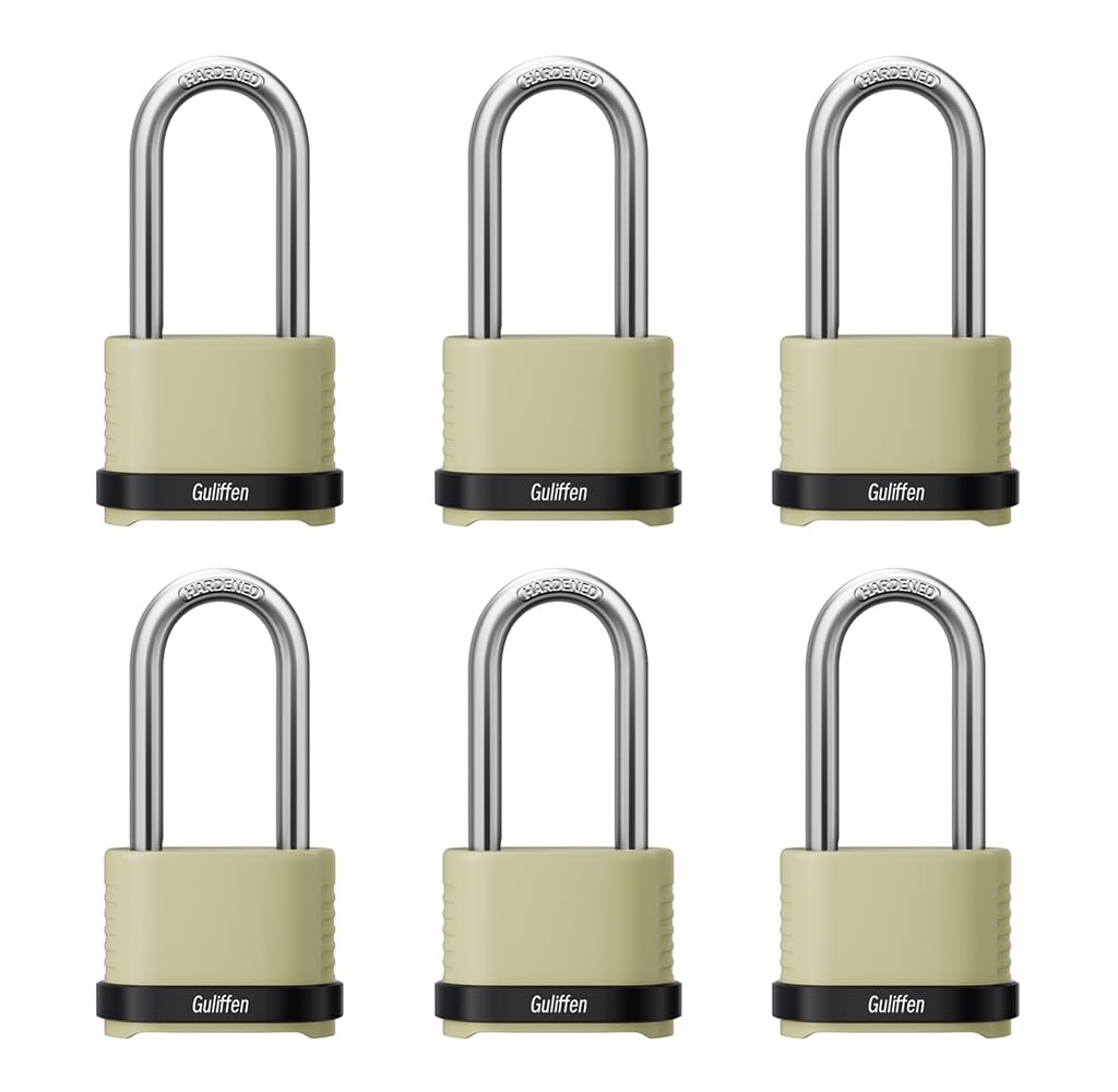 Guliffen heavy-duty outdoor padlock with long shackle for gates and sheds.
