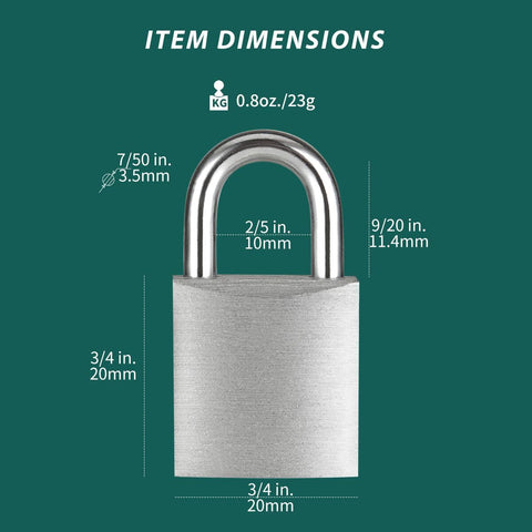 Guliffen lock shackle diameter close-up, 7/50 inch for slim, unobtrusive security.
