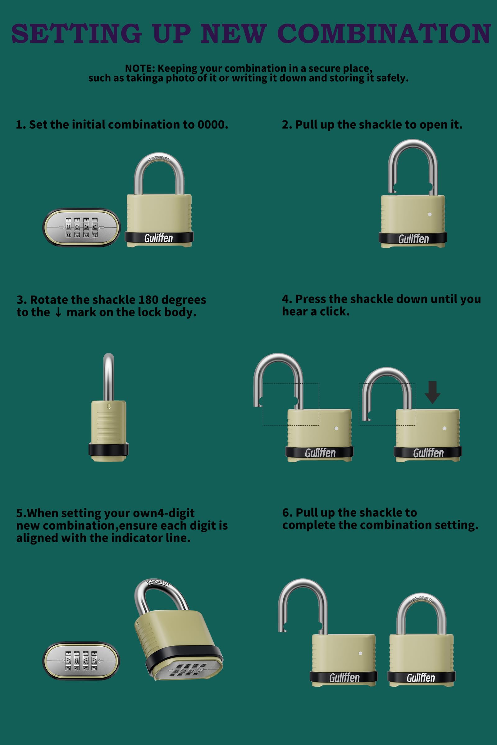 Guliffen weatherproof padlock suitable for outdoor storage and gates.