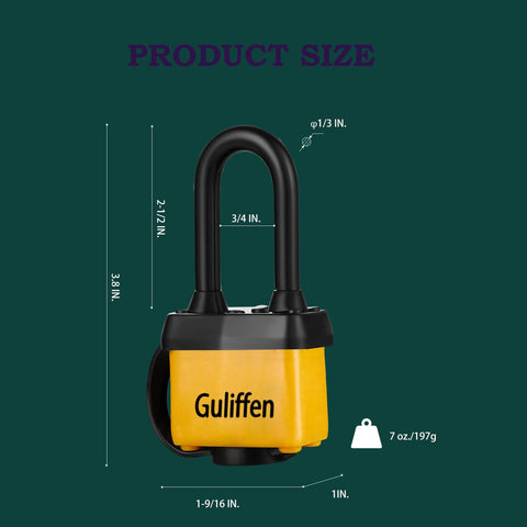 Guliffen weatherproof shell shields the padlock from moisture and dirt