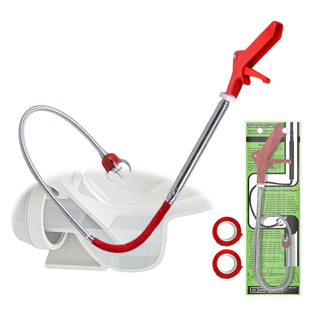 Gulrear 50-inch toilet snake ready to unclog drains.