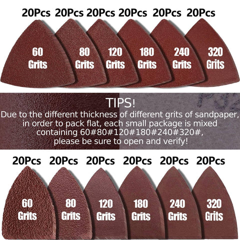 Gulrear sandpaper assortment showing grits from 60 to 320 for multiple surfaces