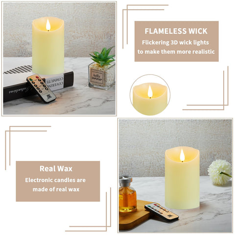 Guluto LED candles with real wax and 3D wick, remote.