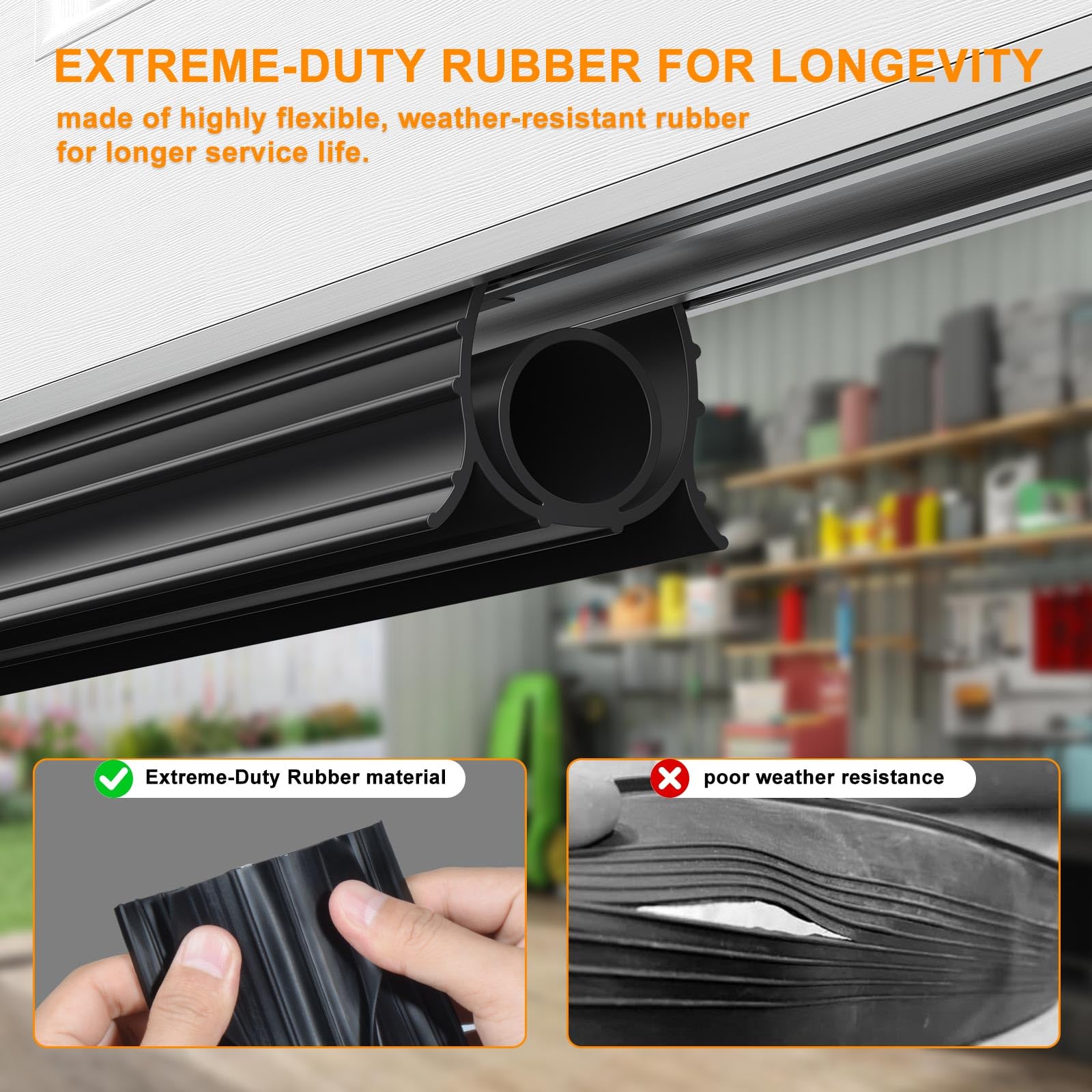 Gumlian 16ft seal length shown installed for full door coverage