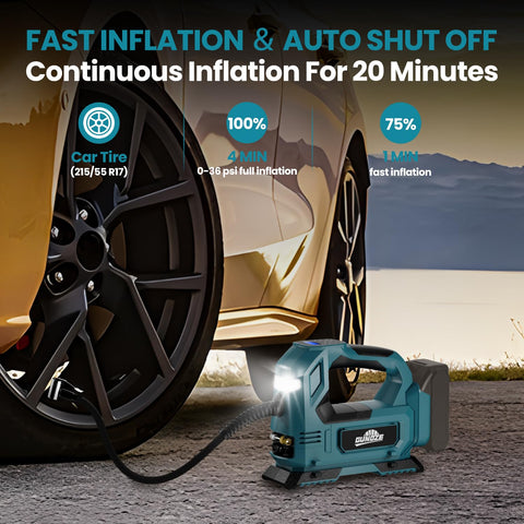 GUNOZE automatic inflation preset stops at the target pressure for accuracy.