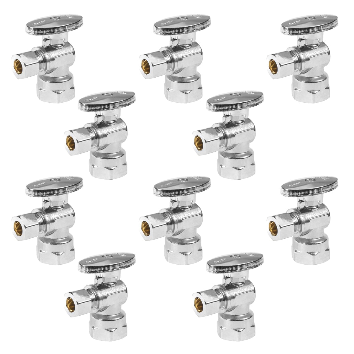 GUOFIS chrome angle stop valve with 1/2-inch FIP inlet for reliable shut-off.