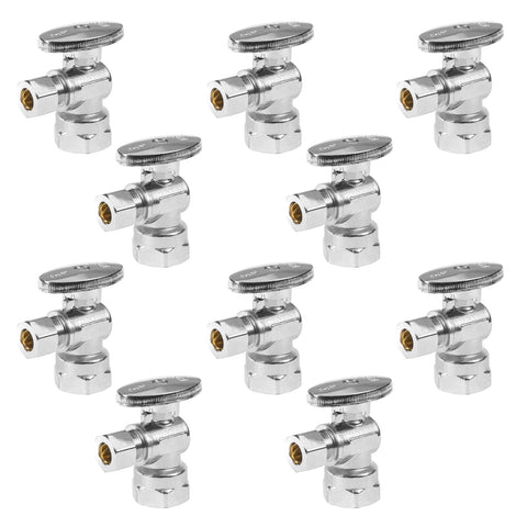 GUOFIS chrome angle stop valve with 1/2-inch FIP inlet for reliable shut-off.