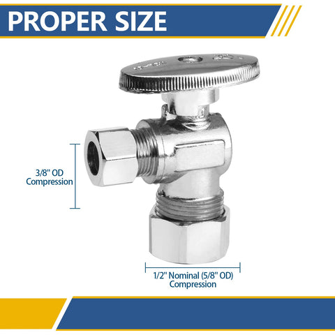 Close-up of GUOFIS brass angle-stop valve with chrome finish.