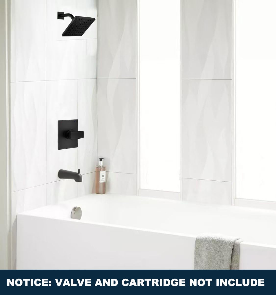GUOLAIBA Matte black shower trim for 13/14 series enhances any bathroom style.