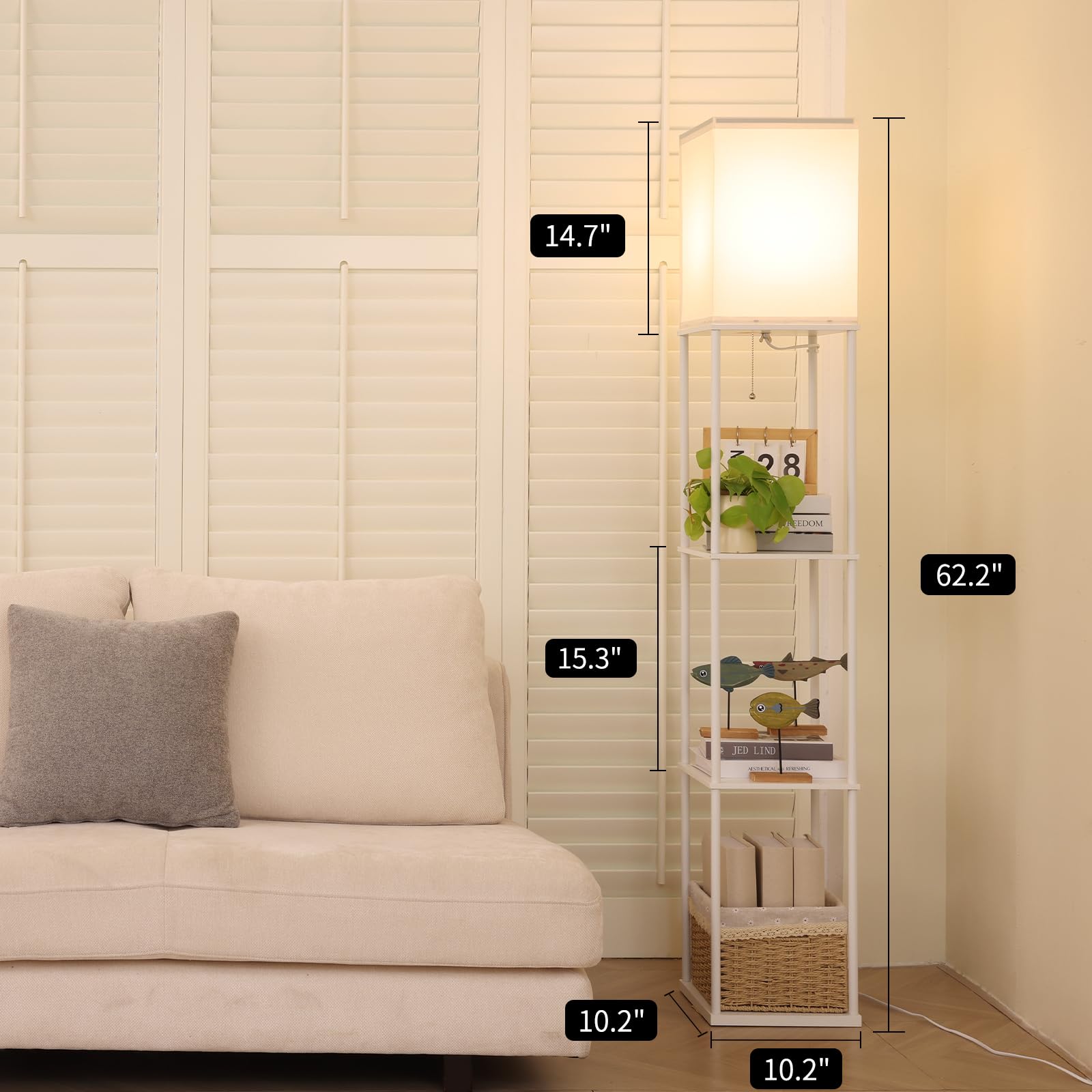 Gupuzm lamp placed in a corner demonstrates space-saving design.
