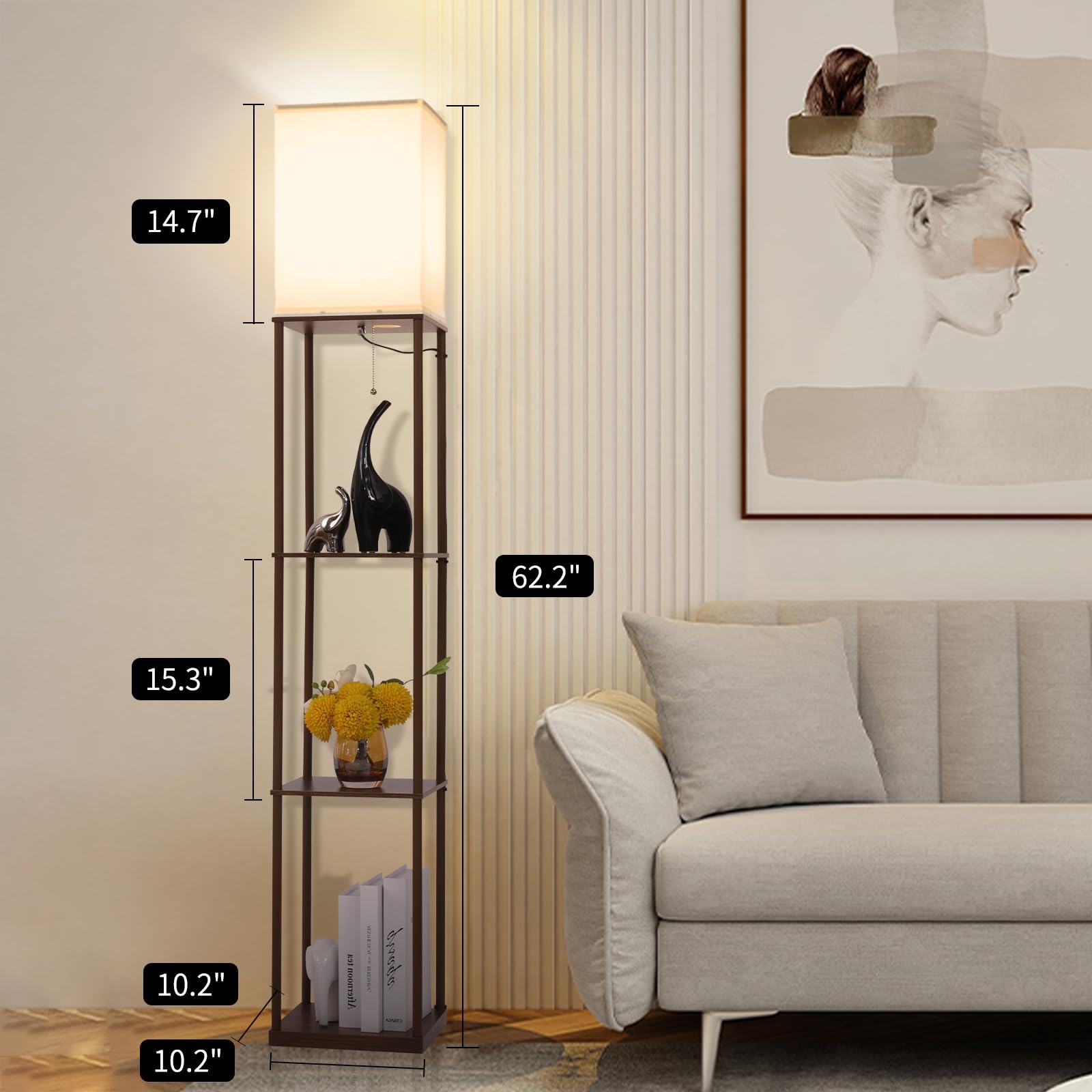 Gupuzm floor lamp in living room demonstrates cozy corner lighting.