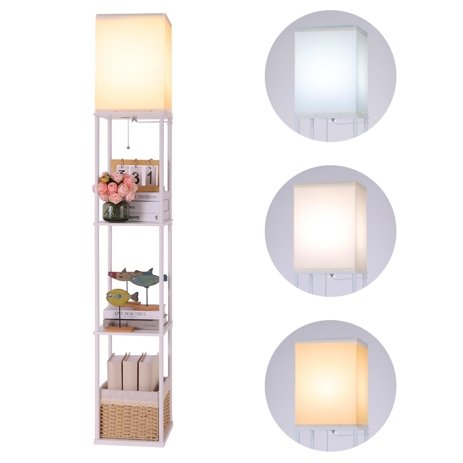Gupuzm floor lamp with shelf assembly view for quick setup and storage.