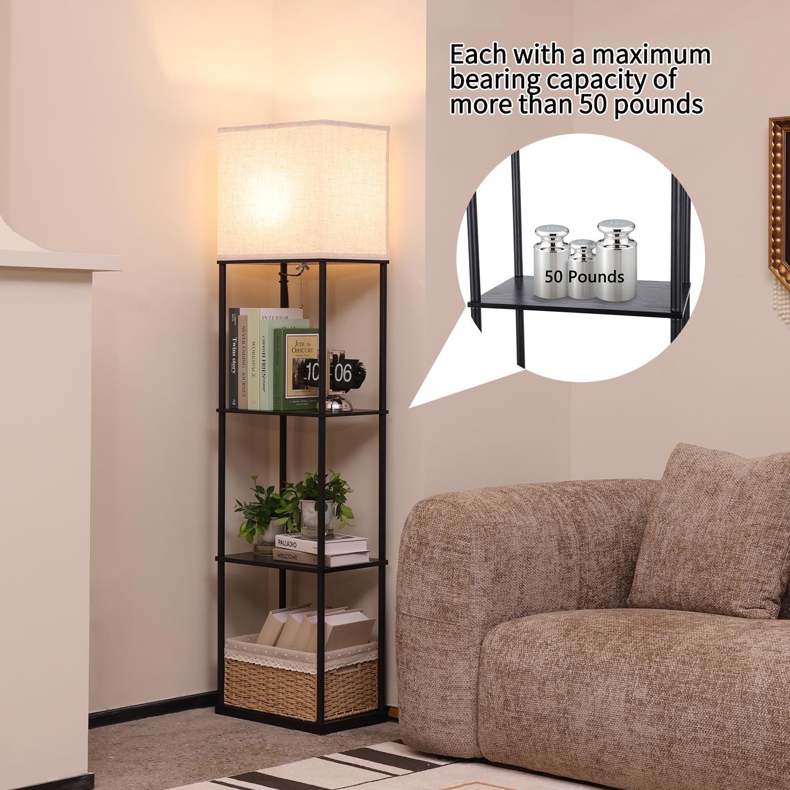 Gupuzm floor lamp in living room setup for organized decor and lighting