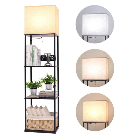 Gupuzm floor lamp with shelves showing widened storage space for decor