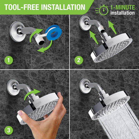 GURIN anti-clog silicone nozzles keep a steady, easy-clean spray.