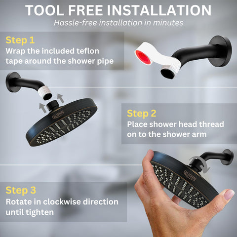 GURIN easy-install twist-on design with included plumber's tape for fast setup.