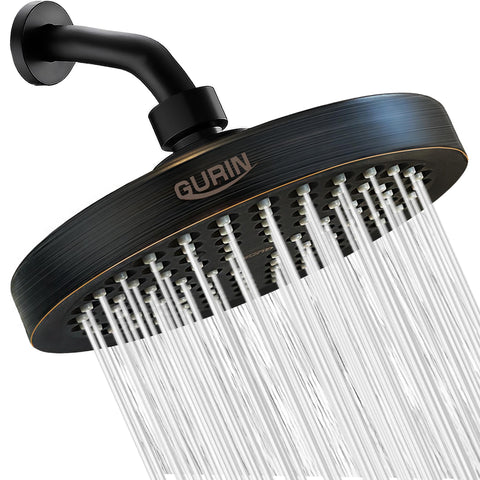 GURIN shower head front view in oil rubbed bronze, premium finish elevating bathroom aesthetics.