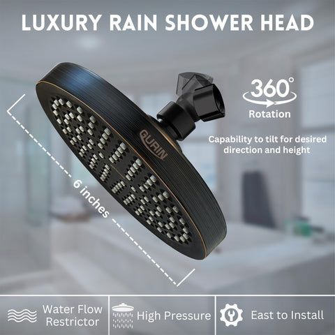 GURIN shower head delivers efficient 1.8 GPM flow for savings and strong spray.