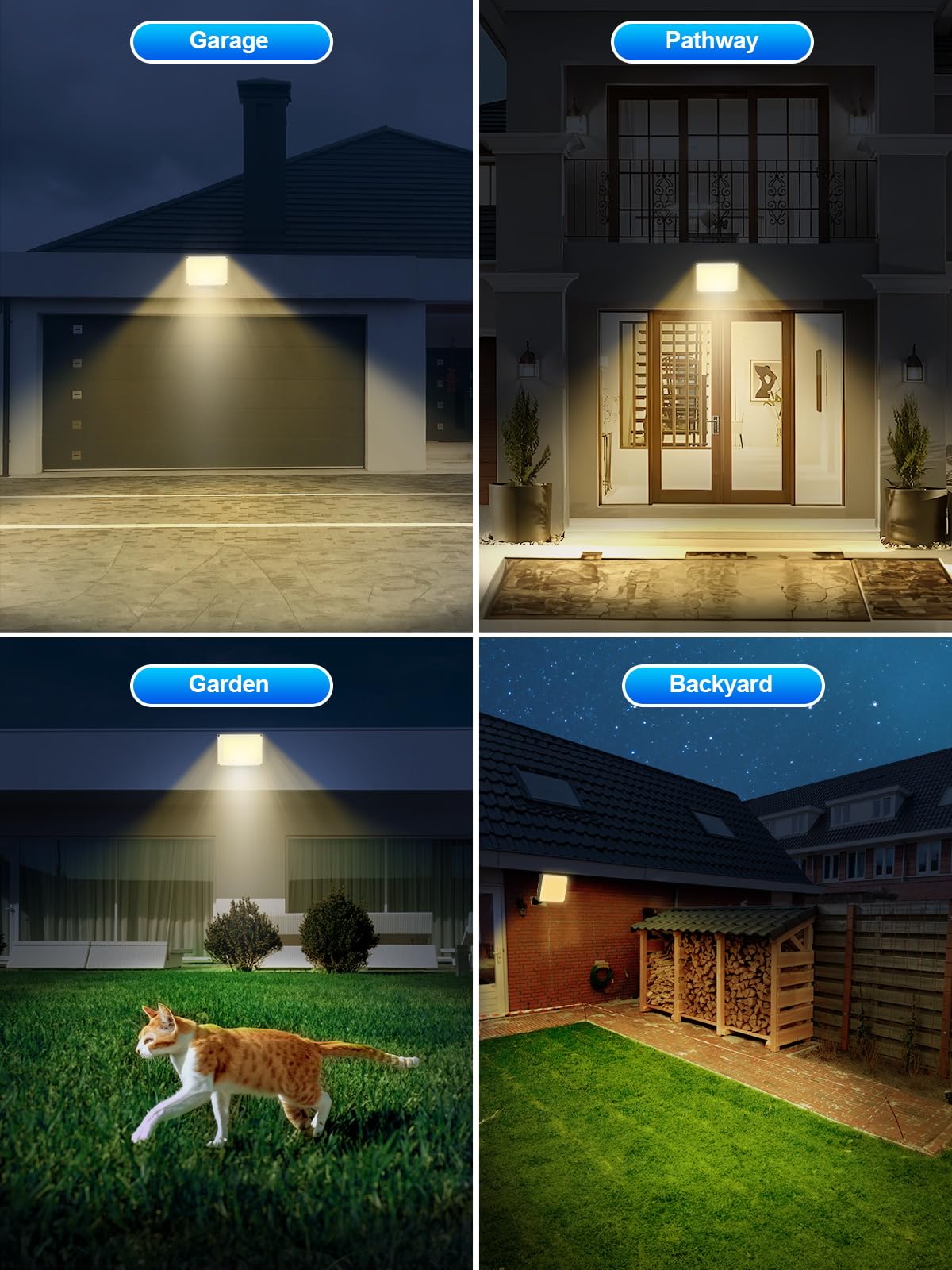 Gusicil two-pack outdoor solar lights for porch and garden lighting
