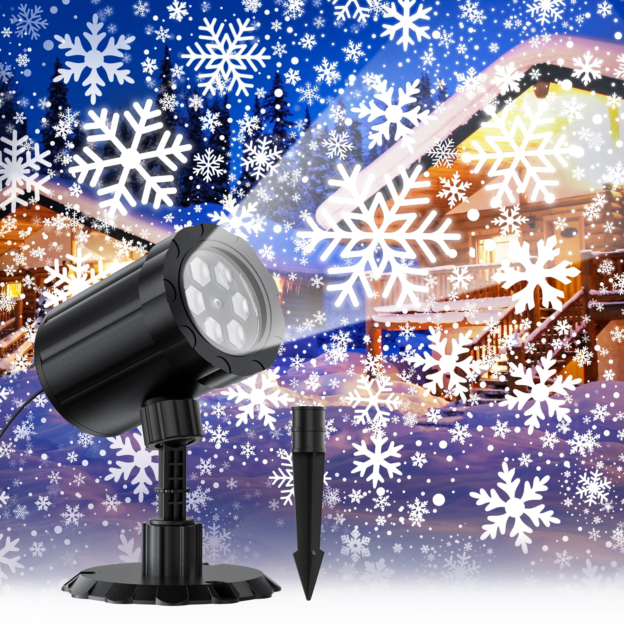 GUSODOR Christmas projector snowflake wall projection for festive exterior decoration