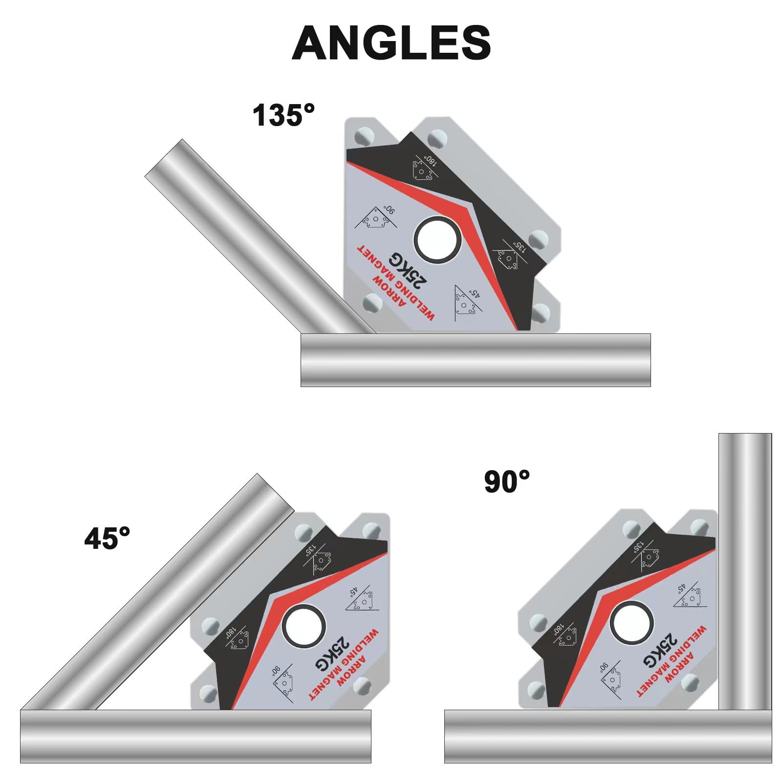 Guti-More magnetic welding holder demonstrates 90-degree alignment for precise tacking.