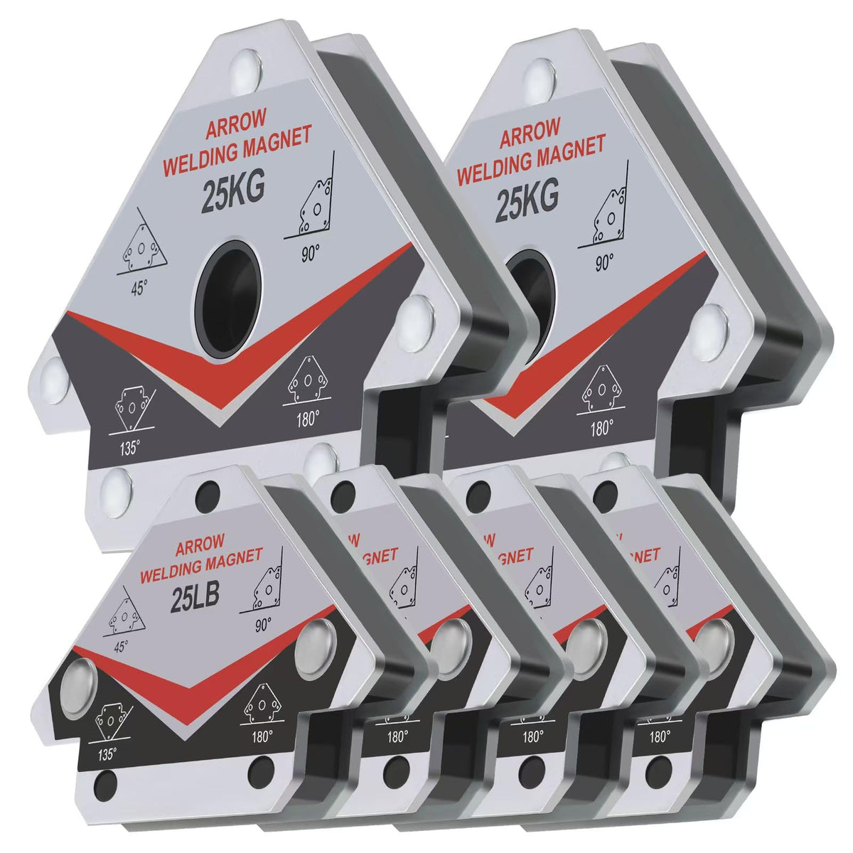 Guti-More welding magnet 25lb arrow holds metal workpieces securely for precise welding.