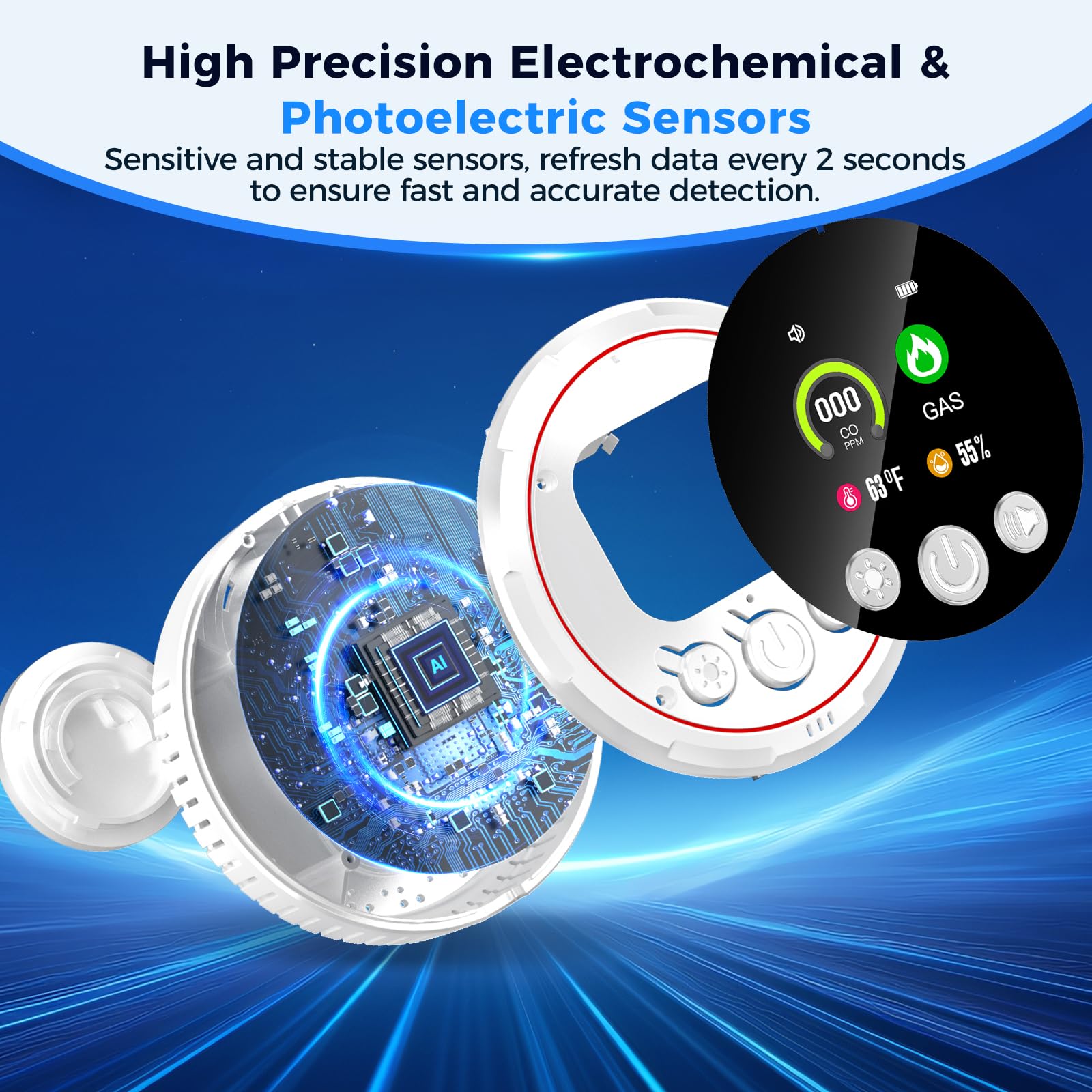 Gutong compact plug-in detector suitable for home, RV, and travel use