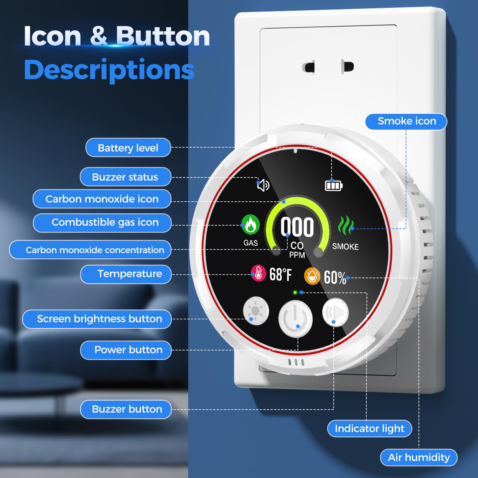 Gutong electrochemical CO and gas detector offers precise readings for safety.