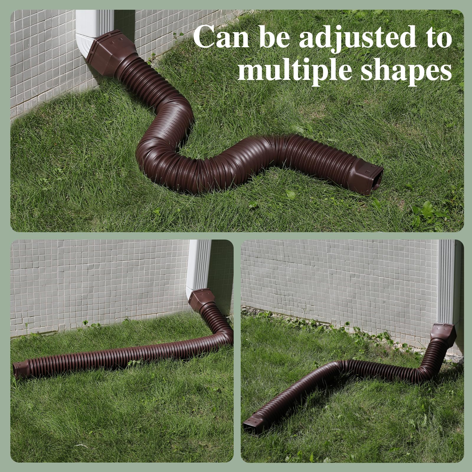 Flexible downspout extender bending around a corner