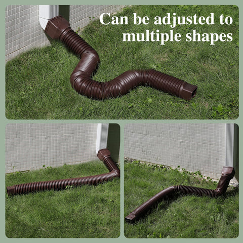 Flexible downspout extender bending around a corner