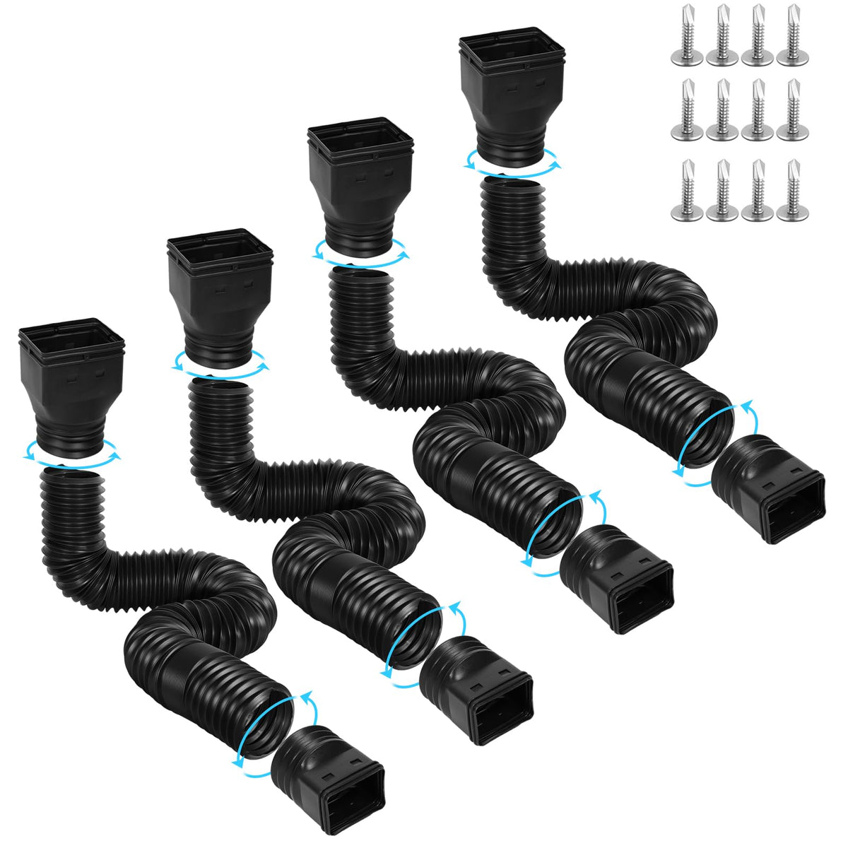 Gutterlix downspout extension extended to 67 inches directs water away from foundations.